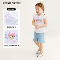 TeenieWeenie Kids小熊童装25年夏女宝宝可爱小飞袖印花T恤打底衫