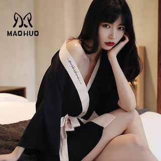 猫惑纯欲风性感诱惑冰丝睡衣仿真丝丝绸睡袍女士薄款休闲家居服