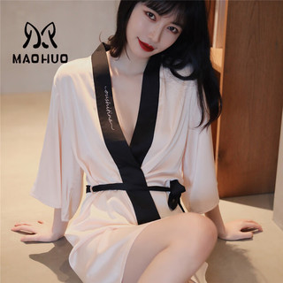 猫惑纯欲风性感诱惑冰丝睡衣仿真丝丝绸睡袍女士薄款休闲家居服