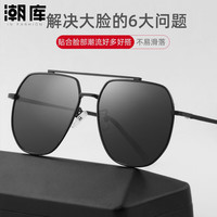 潮库加大加宽偏光太阳镜男士开车钓鱼可配近视7116 黑框偏光水银片 配1.56偏光0-600度,有散光