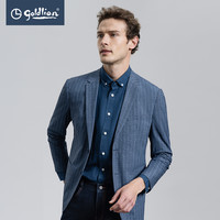 金利来男士竖条显瘦时尚百搭简约商务绅士休闲西装外套男