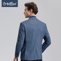 金利来男士竖条显瘦时尚百搭简约商务绅士休闲西装外套男 蓝灰 48B