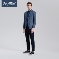 金利来男士竖条显瘦时尚百搭简约商务绅士休闲西装外套男 蓝灰 46A