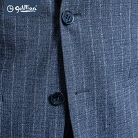 金利来男士竖条显瘦时尚百搭简约商务绅士休闲西装外套男 蓝灰 48A