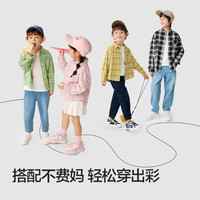 巴拉巴拉童装儿童衬衫2025女童男童上衣格纹衬衣春装亲子百搭