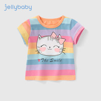 JELLYBABY【彩虹条印花】25年夏季新款儿童女童甜美可爱短袖T恤上衣