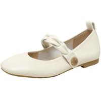 森达奥莱玛丽珍鞋秋羊皮鞋子平底浅口单鞋VUMT5CQ3 米色宽版 37