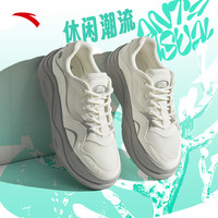 安踏海草鞋丨女子板鞋夏季百搭轻便女鞋厚底增高潮流运动鞋 象牙白/丁香粉-6 40