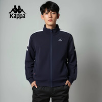 Kappa卡帕男装2025春季运动针织复古休闲立领外套K0F12WK21 那样蓝黑|K0F12WK21-906 3XL