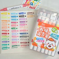 真彩 truecolor丙烯马克笔双头儿童不透色可叠色画笔小学生专用软头可水洗防水手绘diy专用水彩笔24/48色桶装 双头马克笔-36色桶装