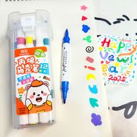 真彩 truecolor丙烯马克笔双头儿童不透色可叠色画笔小软头可水洗防水手绘diy水彩笔24/48色桶装 双头马克笔-12色桶装