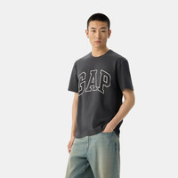 Gap男女装2025春季纯棉印花logo短袖T恤宽松休闲上衣 深灰色 725617 L (175/96A) 亚洲尺码