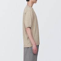 無印良品 MUJI（無印良品 ） 男式 防紫外线麻混圆领短袖毛衣男款针织衫 防晒AA0QGA4S 浅米色 S 165/84A