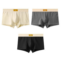 猫人男士内裤男生夏季薄款抑菌透气平角裤2025大码运动四角裤 米黄+深灰+黑色【优选新疆棉+透气抗菌】 2XL