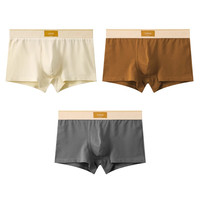猫人男士内裤男款无痕抗菌透气男生四角薄款男式平角短裤2025 米黄+棕色+深灰【优选新疆棉+透气抗菌】 4XL