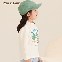 PawinPaw卡通小熊童装24年夏季男女童长袖落肩T恤打底衫 Ivory象牙色/39 140 cm