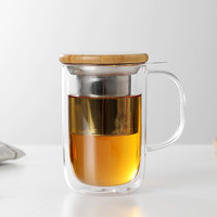 VIVA scandinavia玻璃茶杯茶水分离杯子办公室男女士水杯绿茶红茶带茶漏泡茶杯单人 双层高温玻璃杯1只【V75300 】