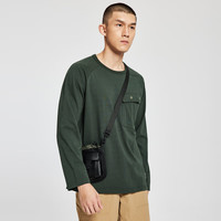 七匹狼【耐磨+透气】长袖T恤男圆领男装衣服上衣 203(军绿) 185/104A