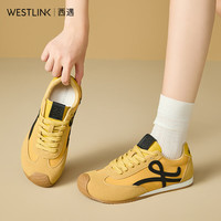 西遇德训鞋女2025春夏丑萌复古拼色运动鞋轻便软底休闲鞋 黄色 (4月17日) 39 (245)