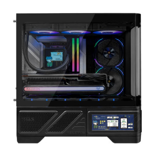 瓦尔基里（VALKYRIE）VK03-M BLACK 黑色 M-ATX 游戏电脑台式机箱 支持360水冷 6.2吋触摸屏 曲面玻璃270°海景 ...