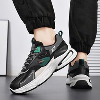 迪特丹运动鞋男鞋夏季减震轻便跑步鞋软底轻便休闲户外旅游鞋子男 RF-F732黑绿色 44