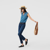 Levi's 女士休闲直筒修身美式怀旧复古烟管裤 蓝色窄脚牛仔裤