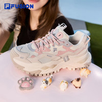 FILA硬糖鞋丨FUSION斐乐女鞋2025厚底休闲鞋猫爪挂件运动鞋女 奶白/薄雾灰-GC 赵露思同款 39