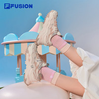 FILA硬糖鞋丨FUSION斐乐女鞋2025厚底休闲鞋猫爪挂件运动鞋女 奶白/薄雾灰-GC 赵露思同款 40