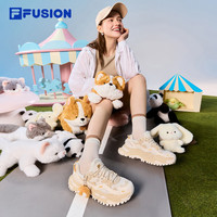 FILA硬糖鞋丨FUSION斐乐女鞋2025厚底休闲鞋猫爪挂件运动鞋女 奶白/木灰-GB 37.5