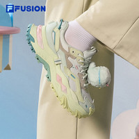 FILA硬糖鞋丨FUSION斐乐女鞋2025厚底休闲鞋猫爪挂件运动鞋女 水青色/淡水色绿-GS 36.5