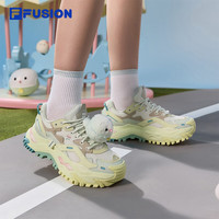 FILA硬糖鞋丨FUSION斐乐女鞋2025厚底休闲鞋猫爪挂件运动鞋女 水青色/淡水色绿-GS 35.5