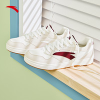 安踏男子板鞋夏季经典潮流休闲百搭厚底透气小白鞋运动鞋 象牙白/泥沙灰/绛红色-4 41