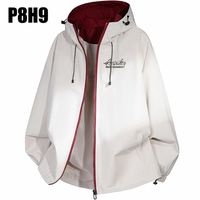 百亿补贴：P8H9 字母LOGO春秋季男女潮牌休闲夹克连帽防风外套拼接宽松