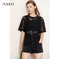 AMII 蕾丝透视 女士T恤