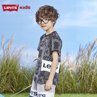 Levi's李维斯童装男童纯棉短袖T恤夏季儿童腰果花纹满印短T上衣 黑美人 110 /56 【身高104-110cm】 110/56