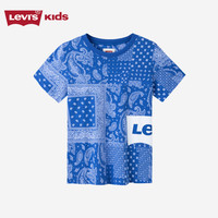 Levi's李维斯童装男童纯棉短袖T恤夏季儿童腰果花纹满印短T上衣 宫殿蓝 160 /76 【身高152-158cm】 160/76