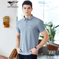七匹狼短袖T恤男25夏季凉感抗菌翻领男士POLO打底衫商务休闲短T男装上衣 103(灰蓝)-鹭爽丝 4XL (190) 104A