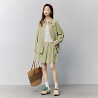 茵曼（INMAN）【不易皱】减龄熊猫刺绣防晒衬衫女2025春季舒适宽松通勤衬衣 茶绿色 M