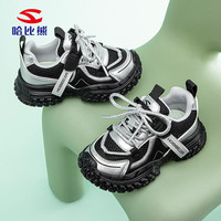 哈比熊(HOBIBEAR)女童运动鞋春秋网面轻便男童跑步鞋时尚女童老爹鞋511021黑色33码