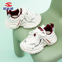 哈比熊（HOBIBEAR）女童运动鞋春秋网面轻便男童跑鞋时尚女童老爹鞋511021米白红34码 米白/红