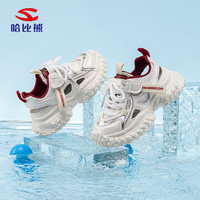 哈比熊（HOBIBEAR）童鞋儿童凉鞋夏季单网男女童运动鞋轻便跑步鞋523021米白/红36码 米白/红(单网)