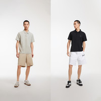 杰克琼斯夏季商务休闲简约logo刺绣舒适清爽翻领POLO衫男装 175/96A/M E40 黑色