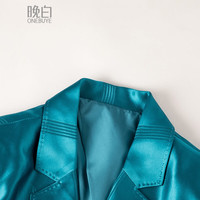 晚白【直降】三醋酸空调西服修身纯色百搭通勤西装外套女 蓝色 M