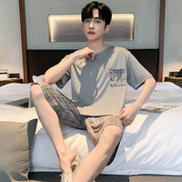 棉十三男夏季薄款短袖凉感【大码莫代尔睡衣】加肥加大宽松家居服套装