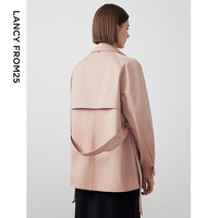 朗姿纯棉2024年春季法式复古高级感通勤气质风衣外套女士上衣 雾霾粉色 XL