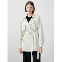 朗姿纯棉2024年春季法式复古高级感通勤气质风衣外套女士上衣 米白色 2XL