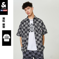 杰克琼斯奥特莱斯夏季NBA联名个性时尚棋盘格装饰牛仔衬衫男装潮