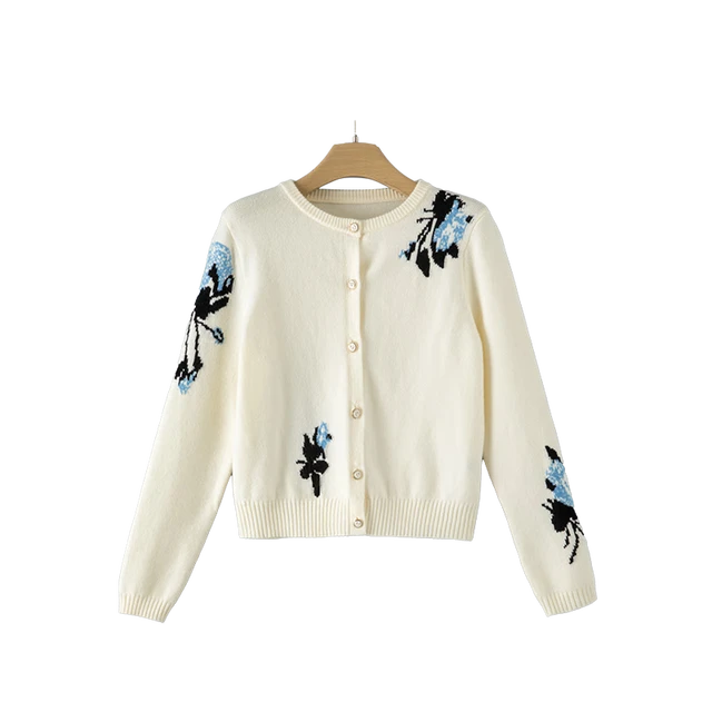 晚白2025年春款时尚简约休闲外套短款上衣气质含羊毛针织开衫女