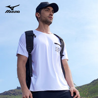 美津浓 Mizuno户外休闲T恤男短袖潮流百搭圆领白色小T恤青年打底衫 M