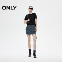 ONLY2025春季简约舒适基础纯色圆领正肩短袖T恤女|125101058 H1Z 黑色 L (170) 88A